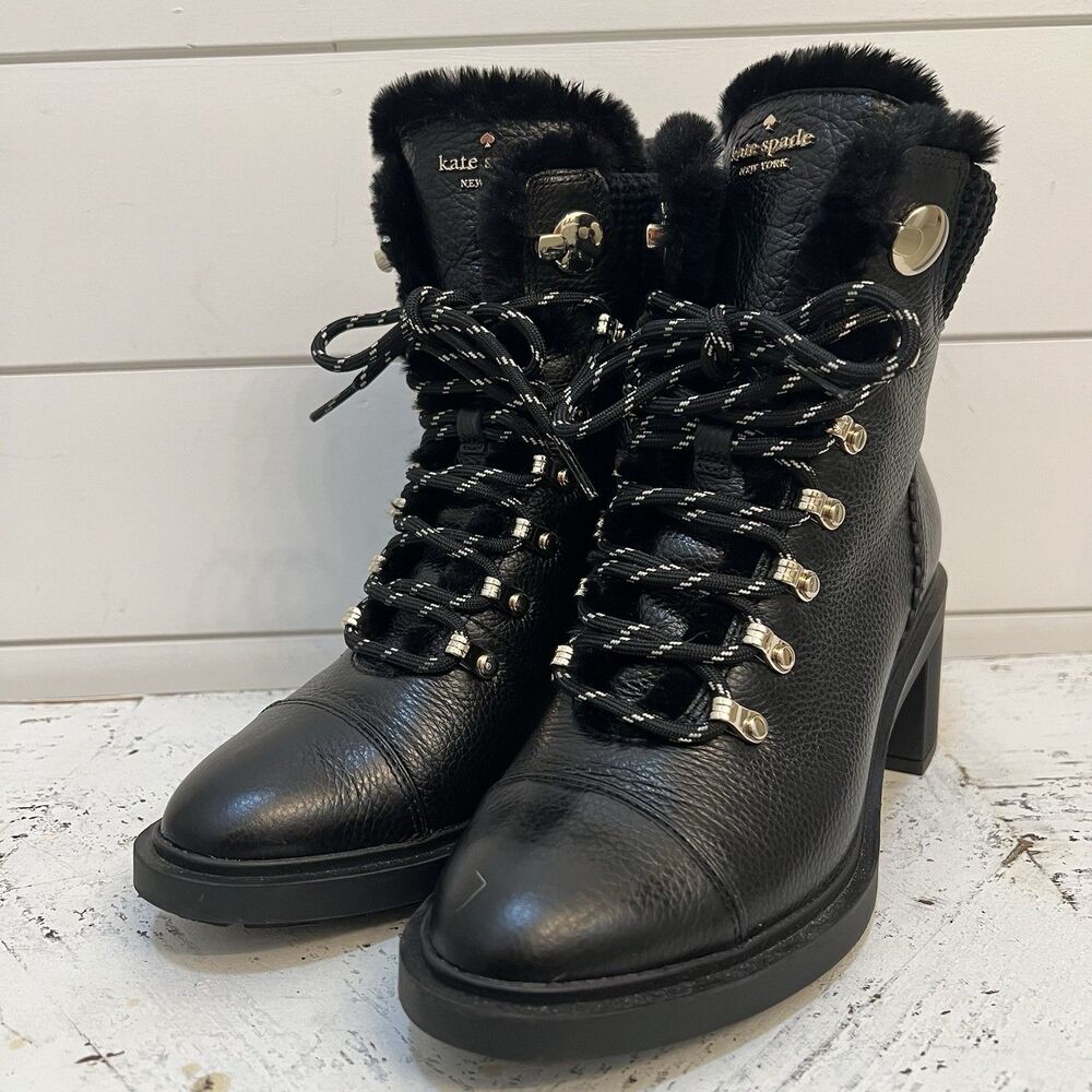 Cute Kate Spade Walker Boots With Fur For Women Size 7 EUC lace up hooks